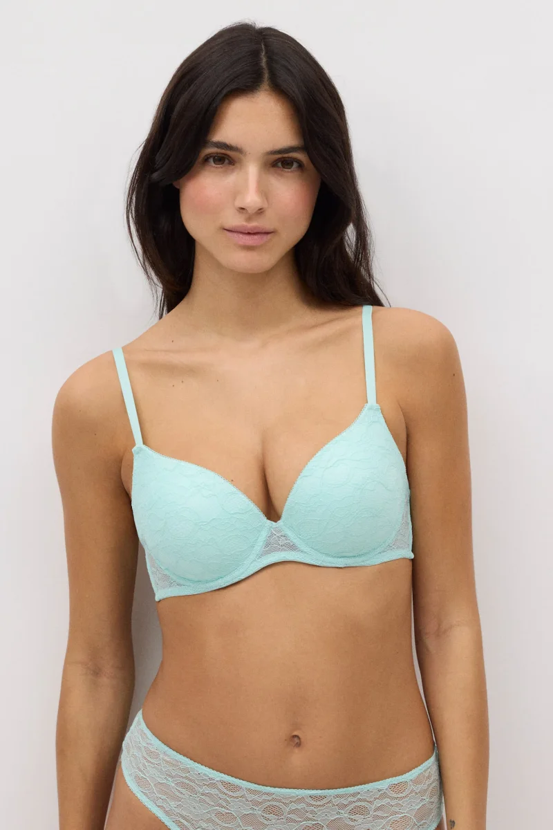 Sutiã push-up de renda azul claro - Image 2