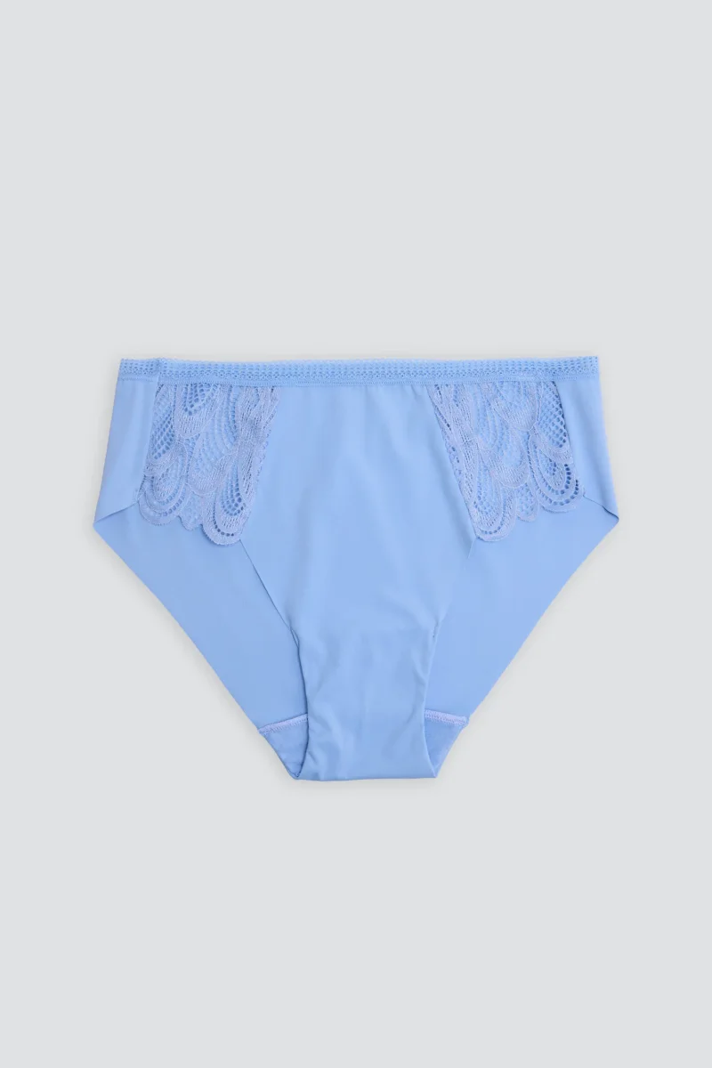 Conjunto de lingerie: sutiã com aro e calcinha fio dental azul. - Image 7