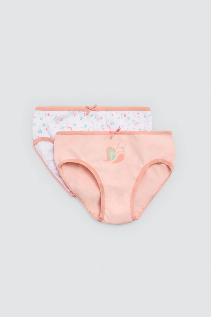 Pacote de 2 calcinhas infantis de algodão estampadas Slow down - Image 2