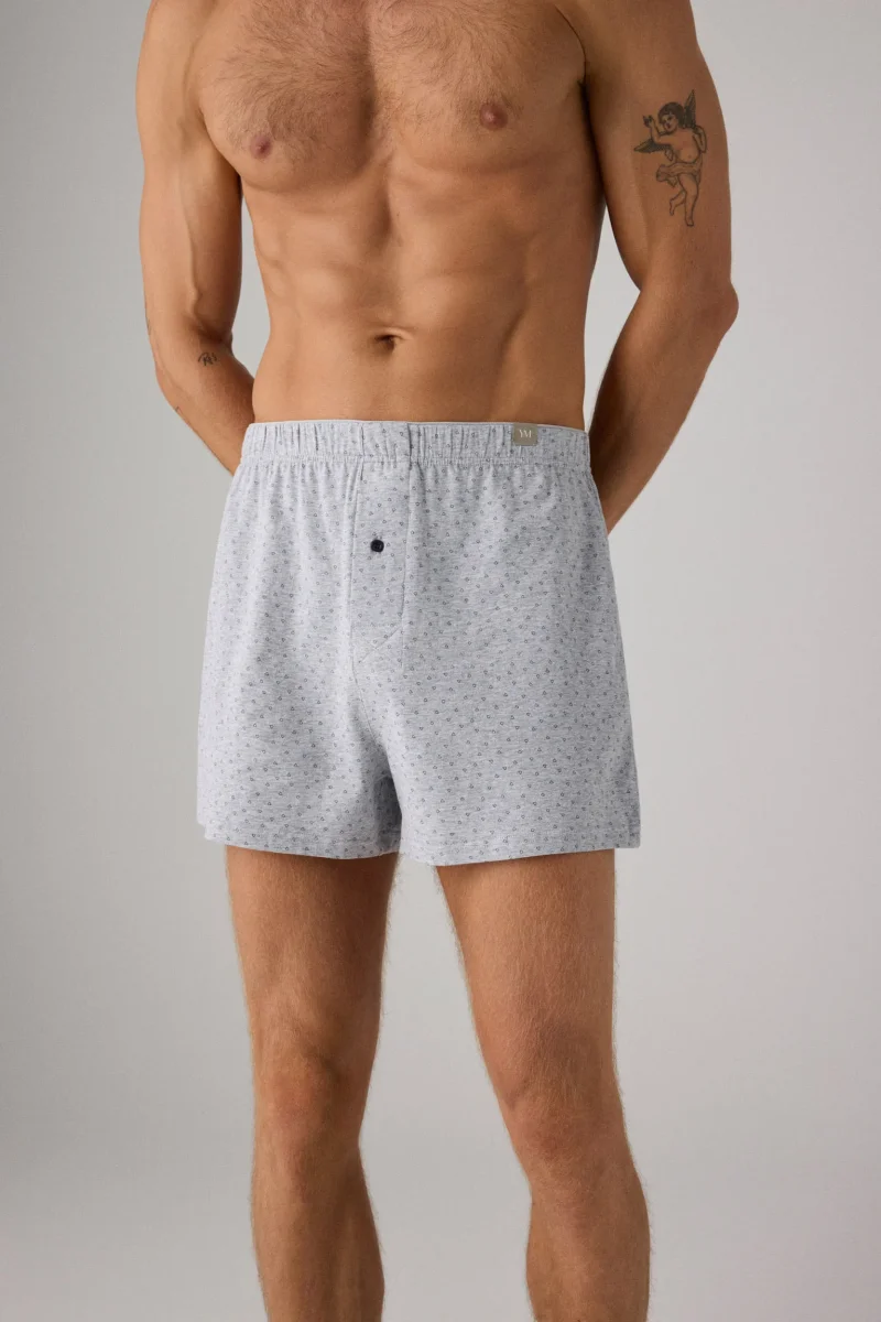 Boxer em tecido estampado cinza com abertura - Image 3