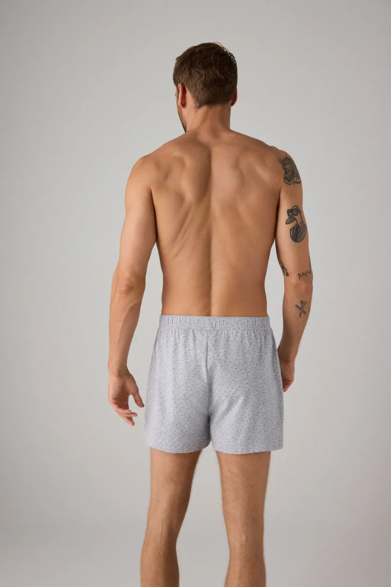 Boxer em tecido estampado cinza com abertura - Image 4