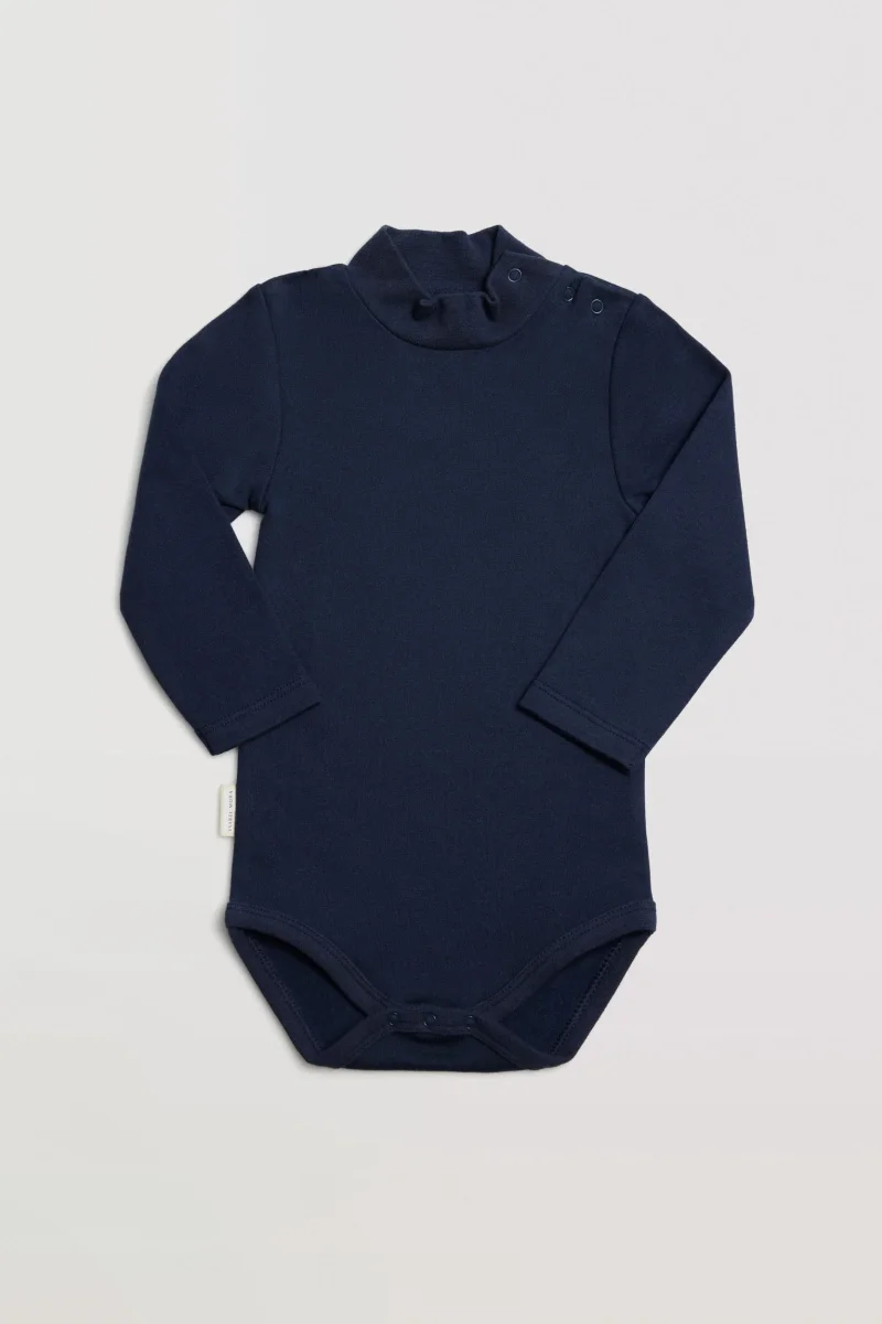 Body básico para bebê com gola alta azul marinho - Image 2