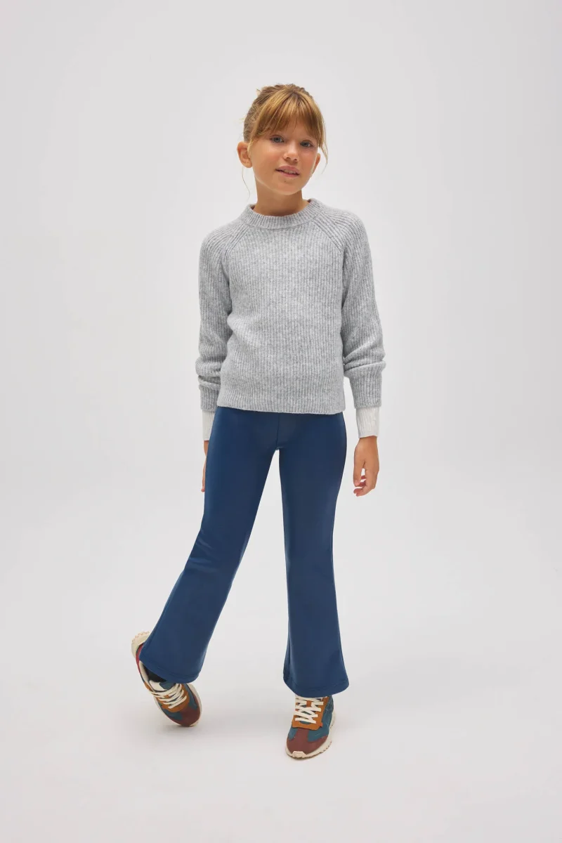 Calça térmica azul marinho com efeito couro para meninas - Image 3