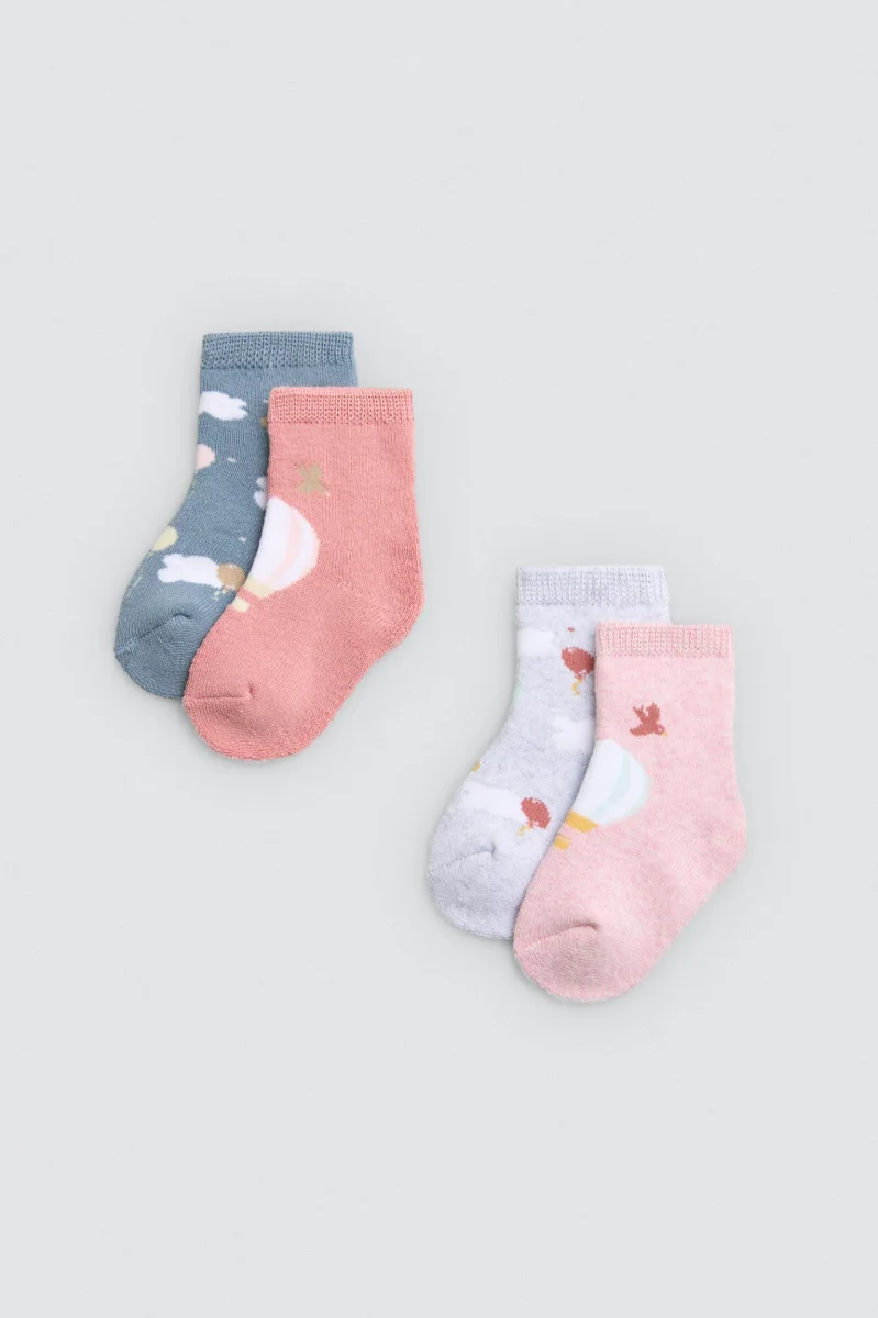 Pacote de 4 meias térmicas para bebê com estampa de balões - Image 2
