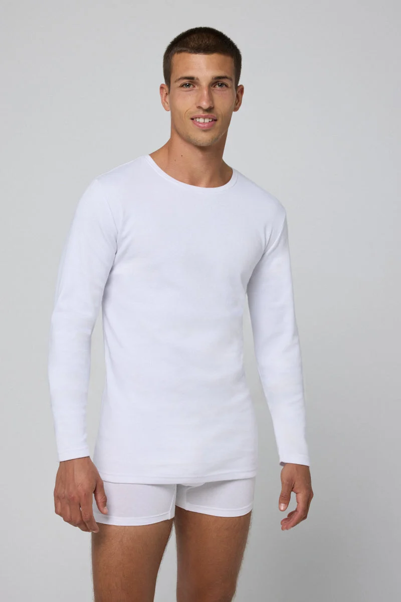 Camiseta branca de algodão quente de manga comprida - Image 2