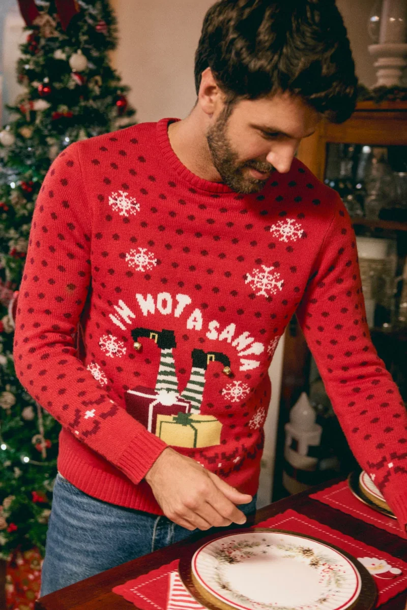 Suéter de Natal masculino com estampa "Eu não sou Papai Noel" - Image 3
