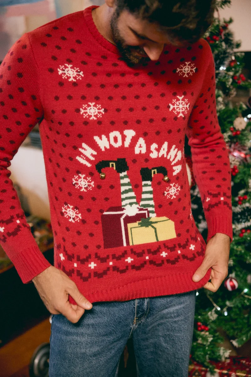 Suéter de Natal masculino com estampa "Eu não sou Papai Noel" - Image 2