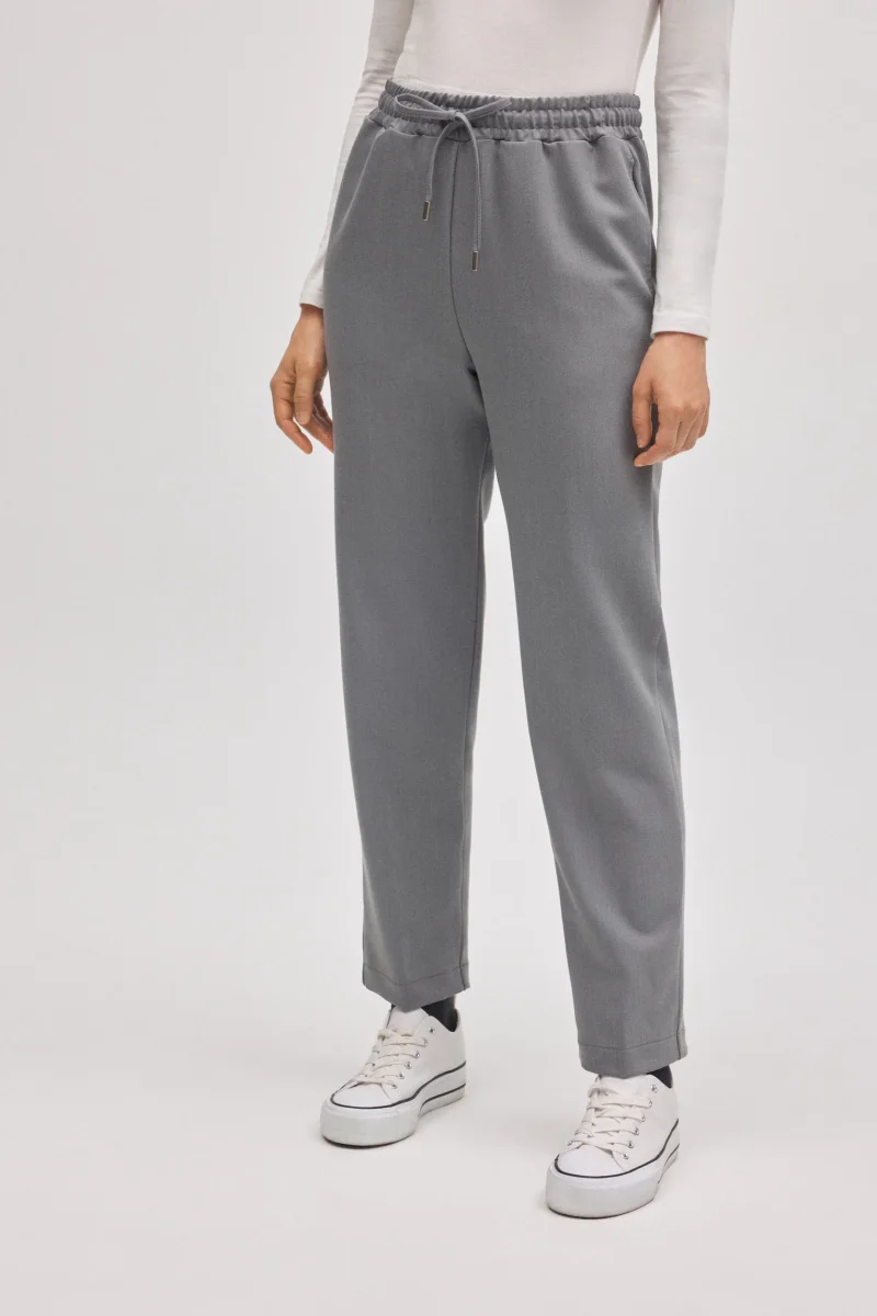 Calça cinza reta com cós ajustável - Image 2