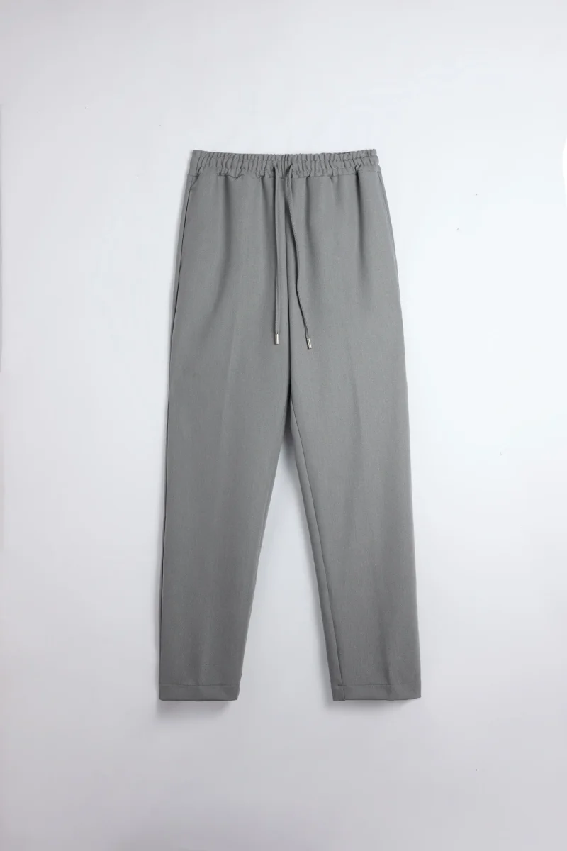 Calça cinza reta com cós ajustável - Image 6