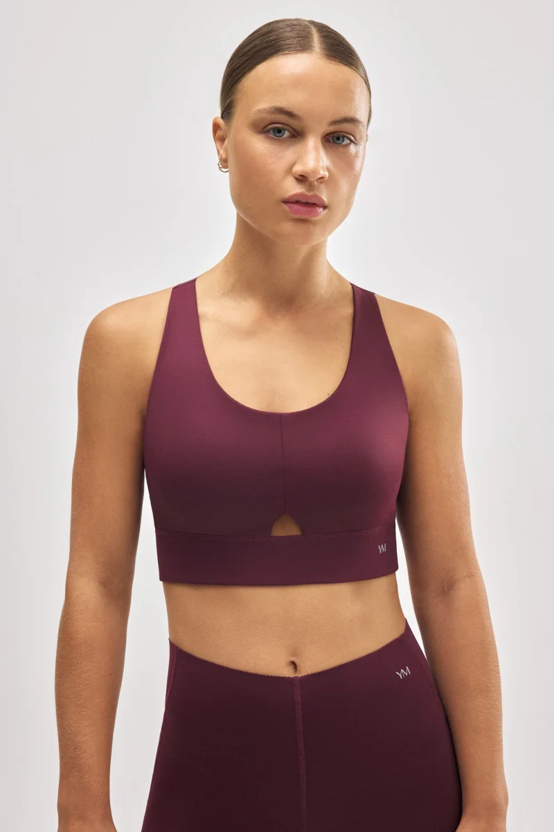 Sutiã esportivo compressivo com detalhe de abertura bordô - Image 2