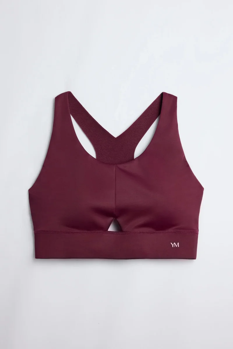 Sutiã esportivo compressivo com detalhe de abertura bordô - Image 9