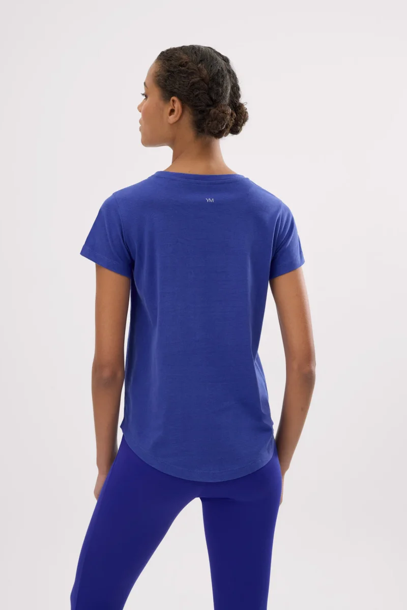 Camiseta básica de algodão, estilo esportivo, azul - Image 4