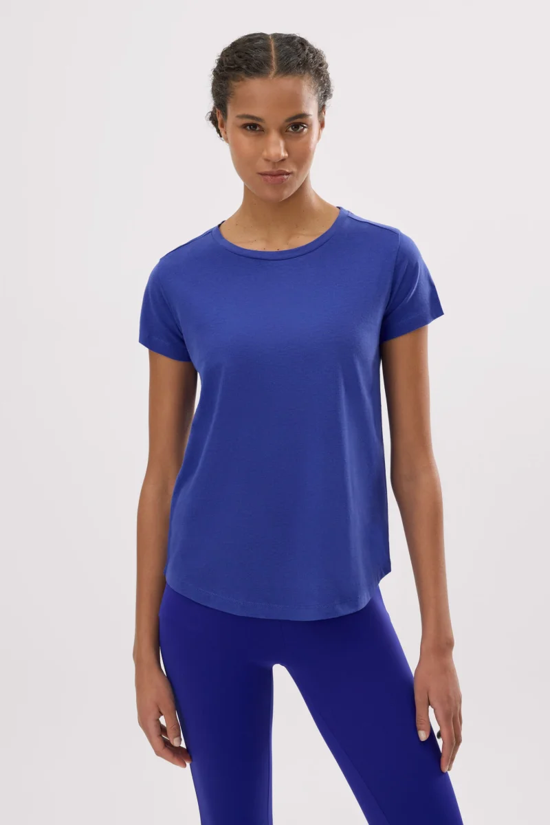Camiseta básica de algodão, estilo esportivo, azul - Image 2
