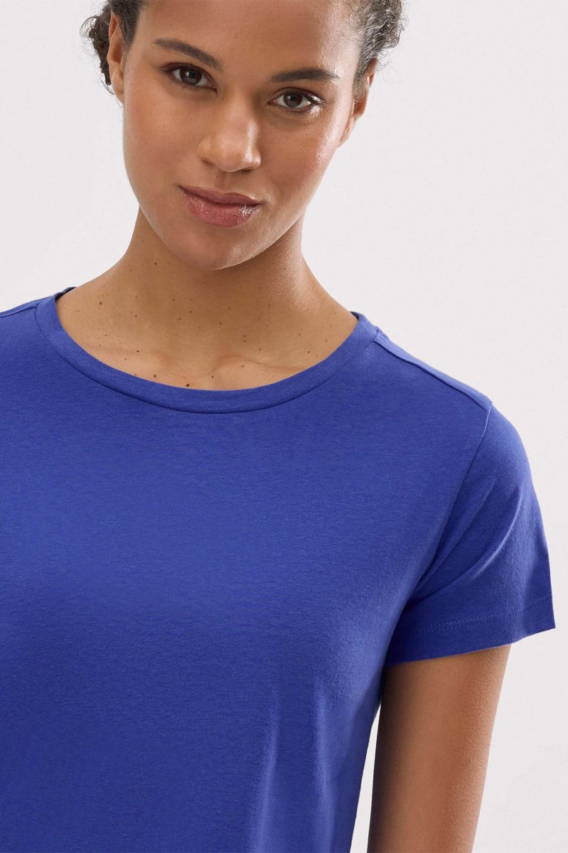Camiseta básica de algodão, estilo esportivo, azul - Image 3