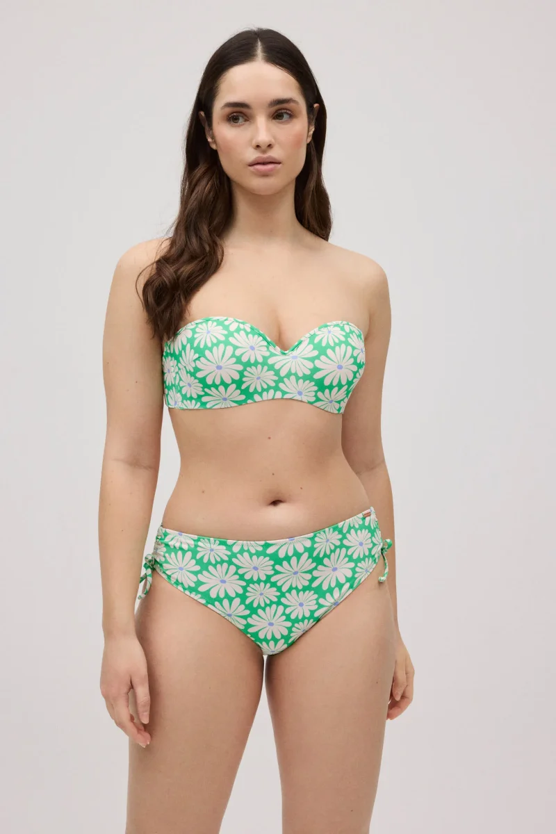 Conjunto de biquíni bandeau com calcinha midi estampa margarida - Image 4