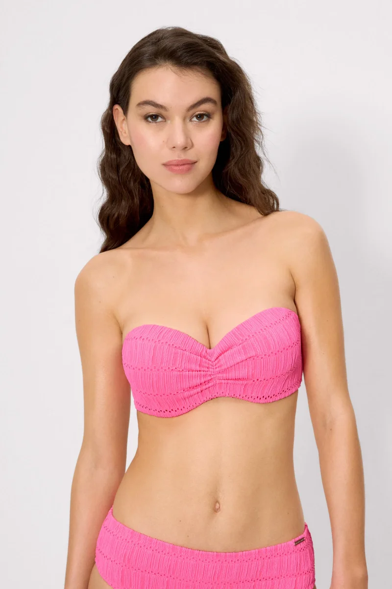 Top de biquíni push-up rosa texturizado, tamanho C - Image 7