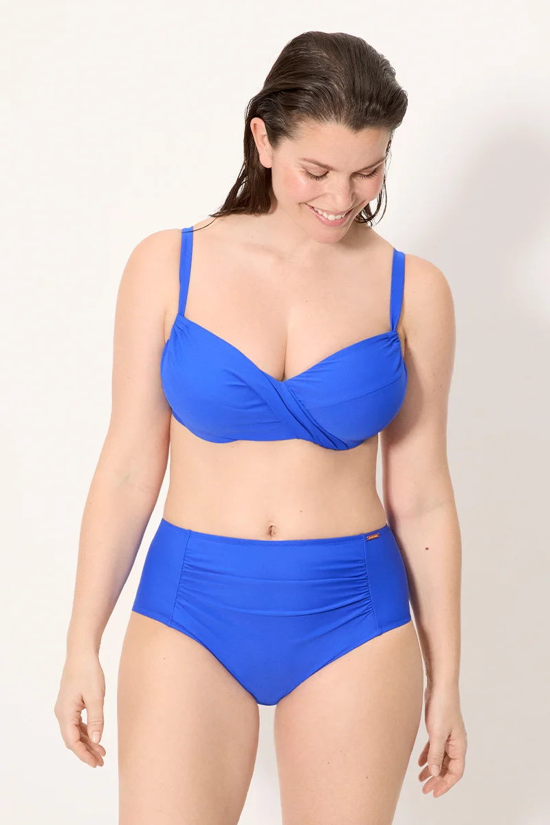 Calcinha biquíni modeladora de cintura alta azul marinho - Image 2