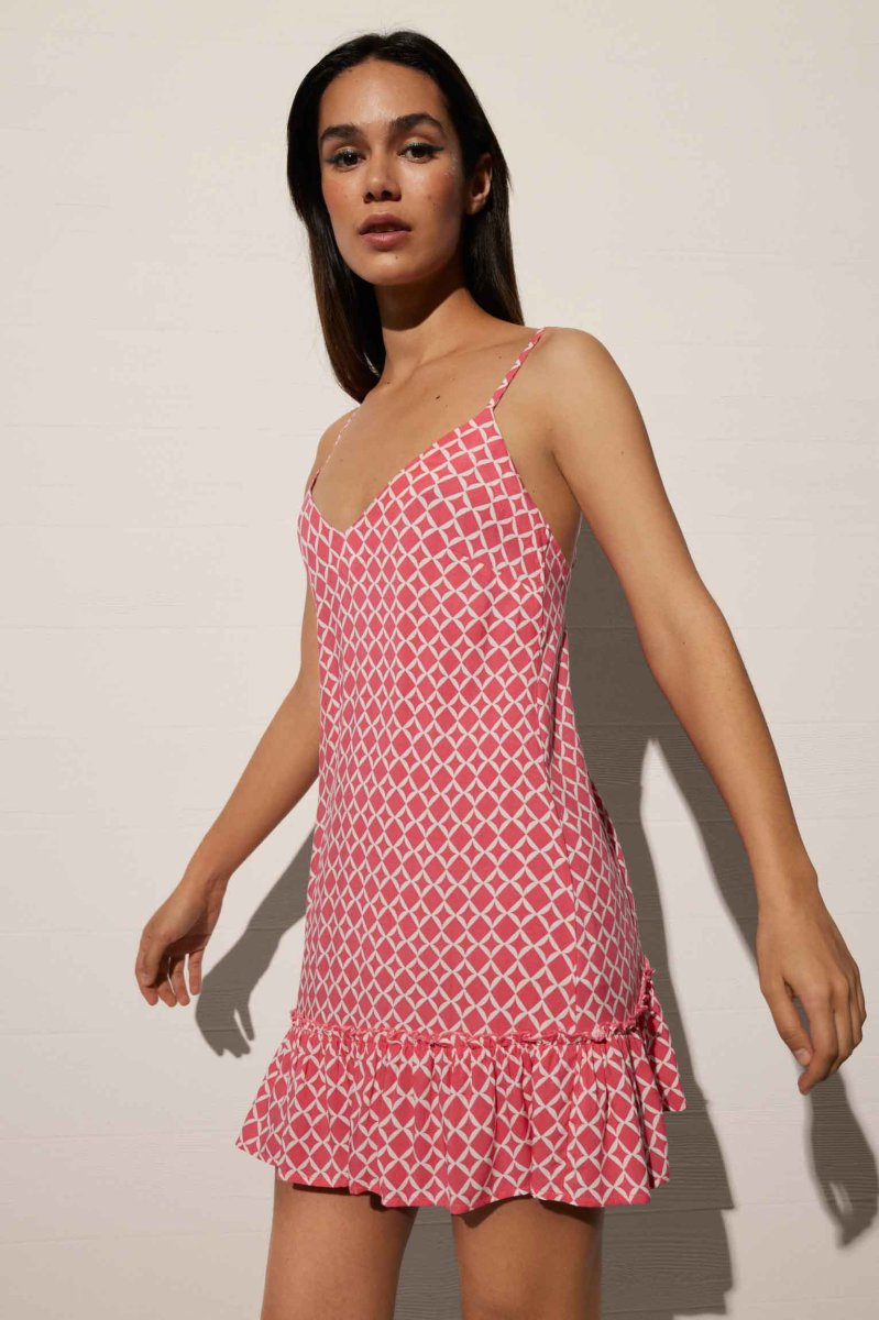 Vestido curto com alças ajustáveis estampado - Image 3
