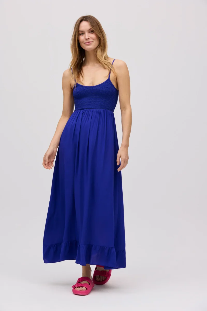 Vestido longo favo de mel azul marinho - Image 4
