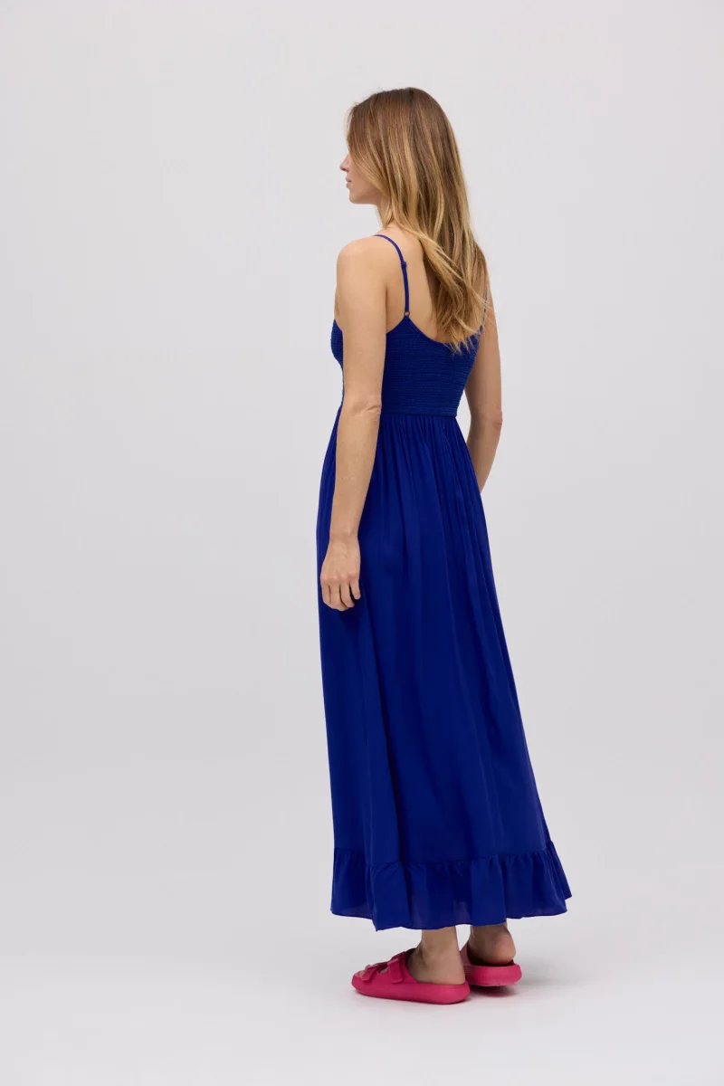 Vestido longo favo de mel azul marinho - Image 3