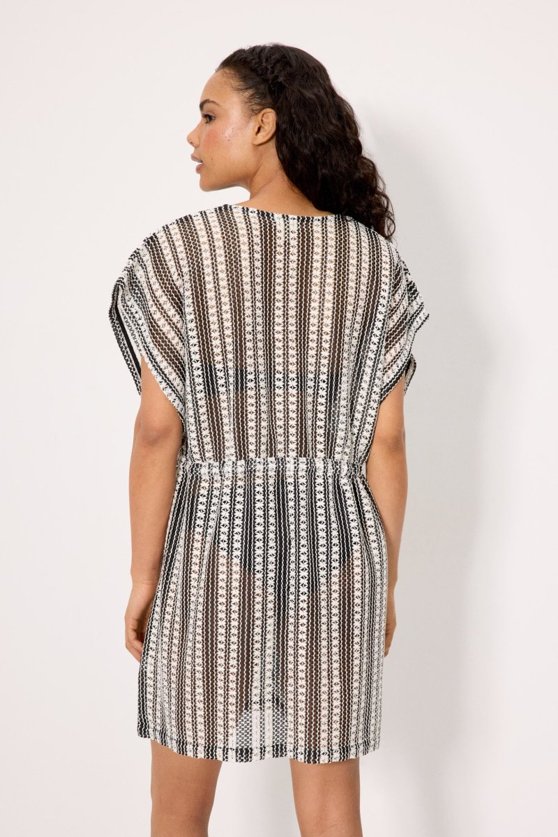 Caftan listrado com detalhes vazados - Image 3