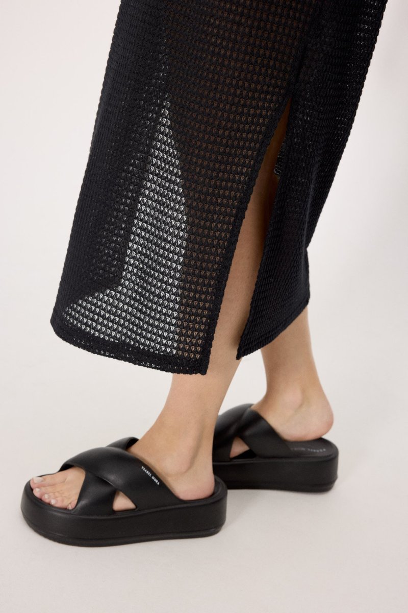 Vestido longo preto de renda com alças - Image 5
