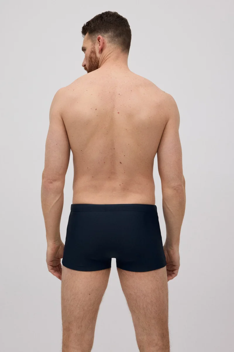Fato de banho boxer desportivo com riscas laterais azul-marinho - Image 3