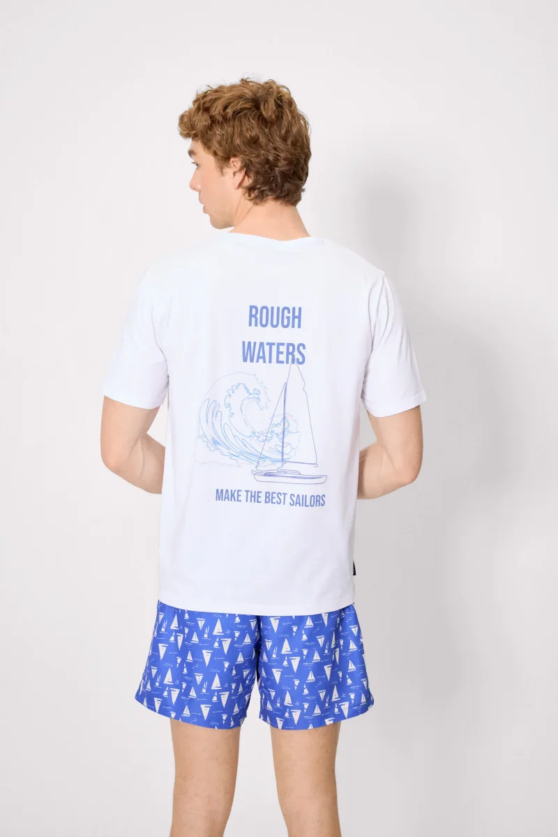 Camiseta básica de manga curta Rough Waters, branca - Image 3