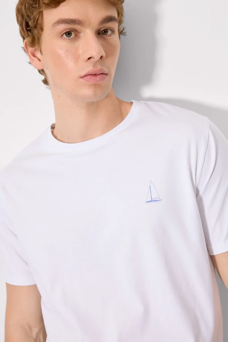 Camiseta básica de manga curta Rough Waters, branca - Image 4
