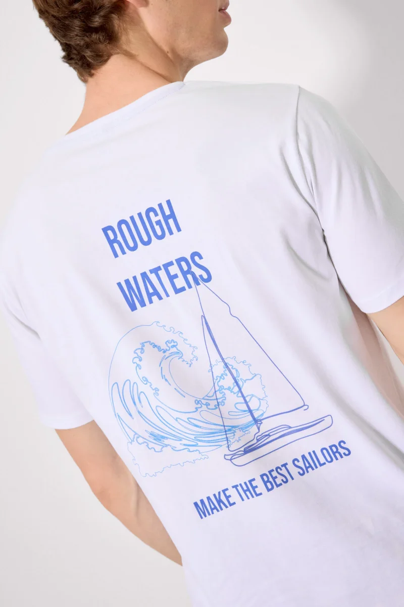 Camiseta básica de manga curta Rough Waters, branca - Image 5