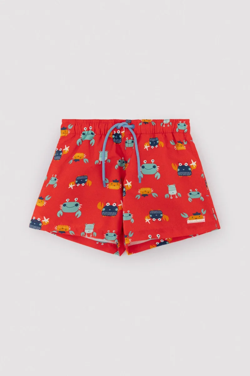 Calção de banho curto infantil com estampa de caranguejos multicoloridos - Image 8