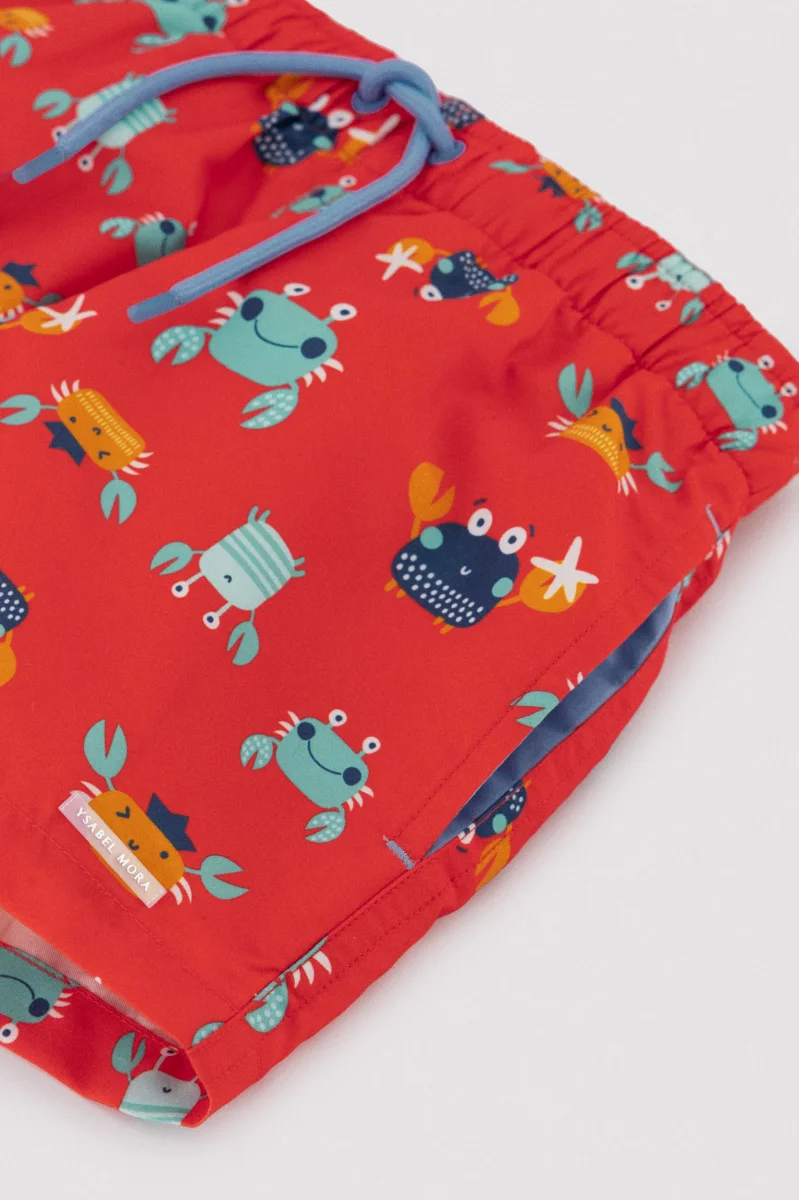 Calção de banho curto infantil com estampa de caranguejos multicoloridos - Image 9