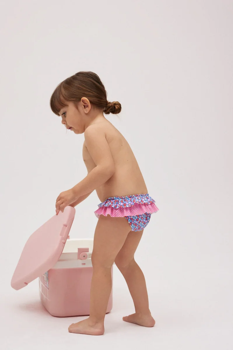 Fato de banho cueca bebé com pequenas flores