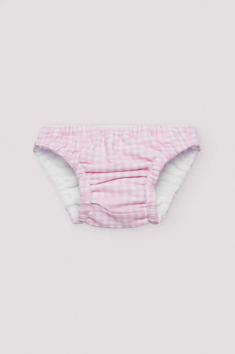 Maiô anti-vazamento para bebê com xadrez rosa - Image 2