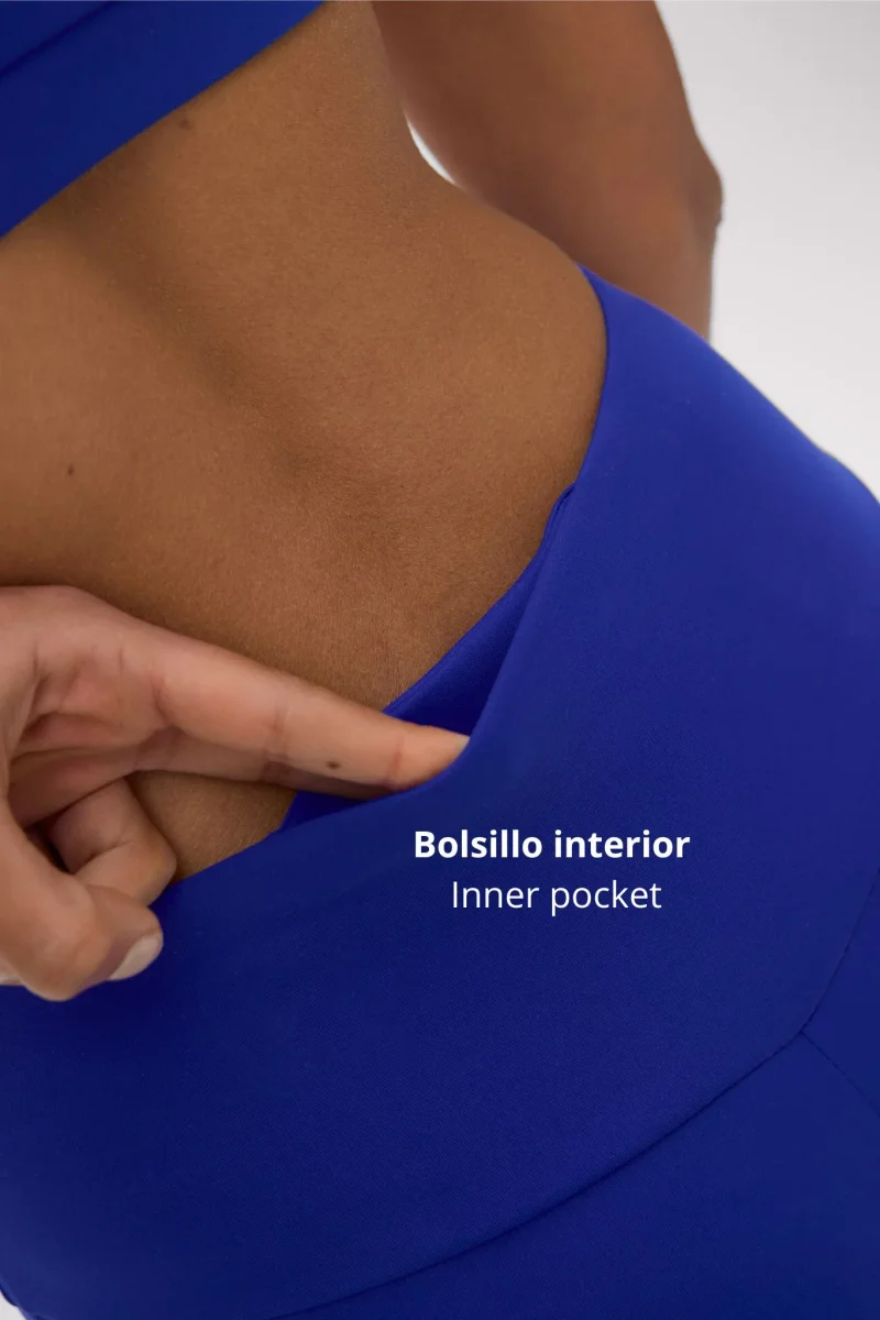 Leggings esportivas azul-elétrico de cintura alta com toque de algodão. - Image 6