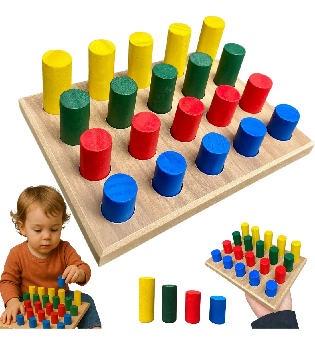 Jogo Educativo Encaixe 25 Pinos Coloridos Madeira Toy Trade