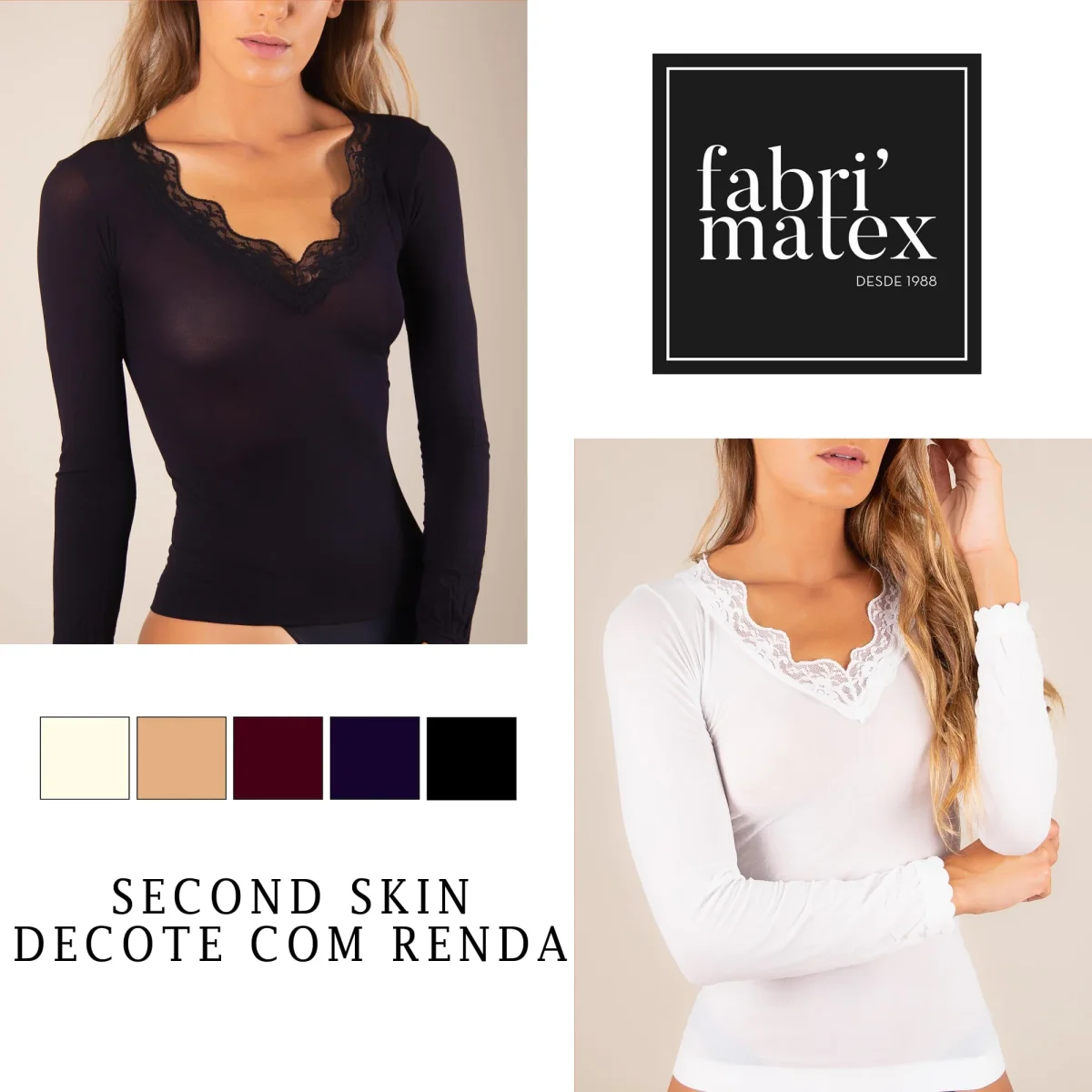 Camisola 2ºpele renda no decote - Image 2