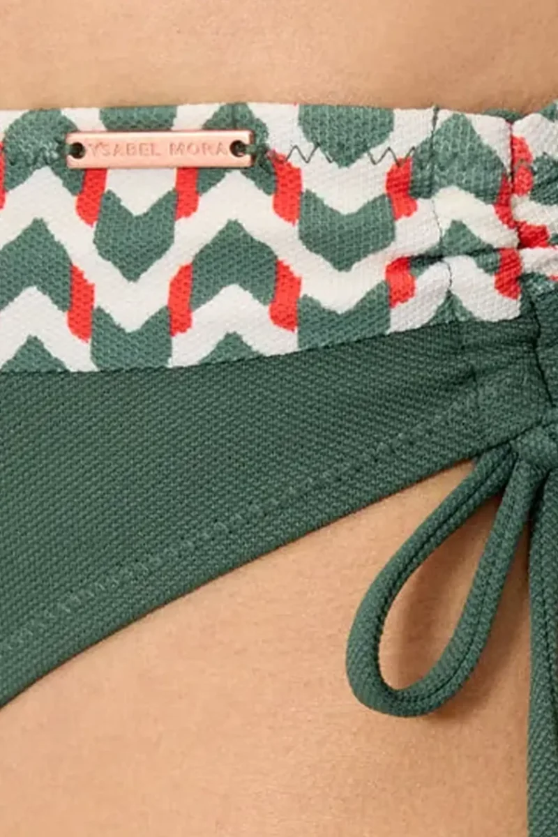 Calcinha de biquíni midi em micropiqué estampado verde-garrafa - Image 4